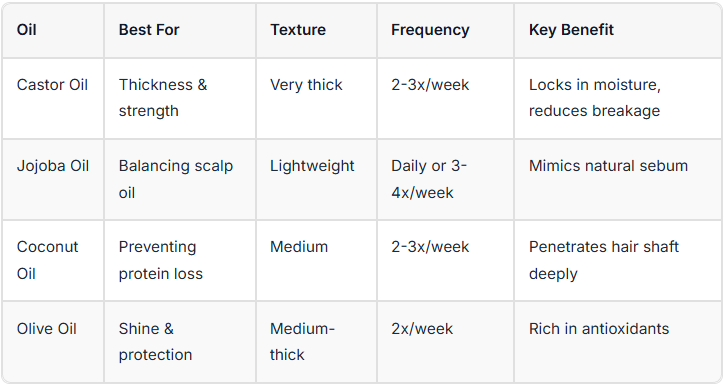 carrier oils comparison table